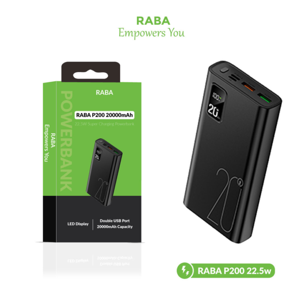 RABA P200 20000mAh 22.5W Super Charging Powerbank with LED Display
